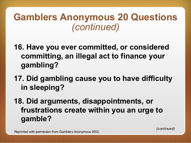 Gambling addiction 20 questions niagara falls casino theatre